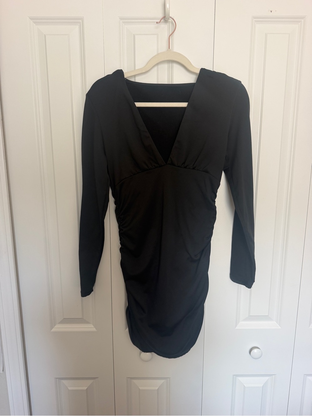 Black Long-Sleeve V-Neck Women’s Dress